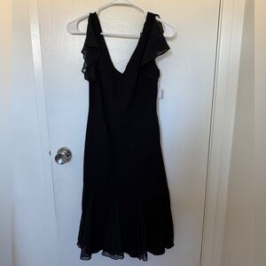 dressbarn Black Backless Dress with Ruffle Sleeves